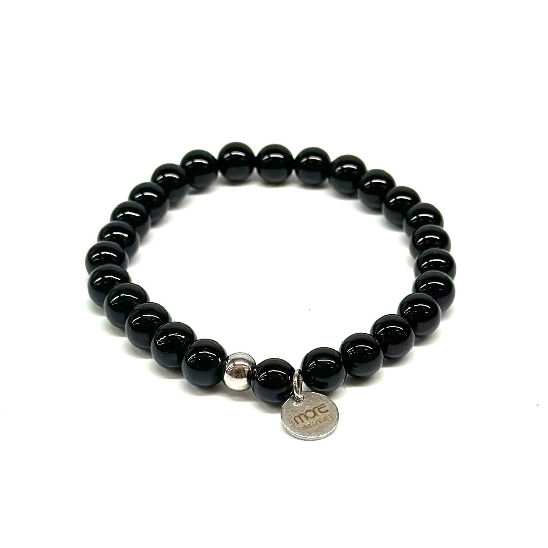 Gemstone/Steel Pietre8 Bracelet Black Agate