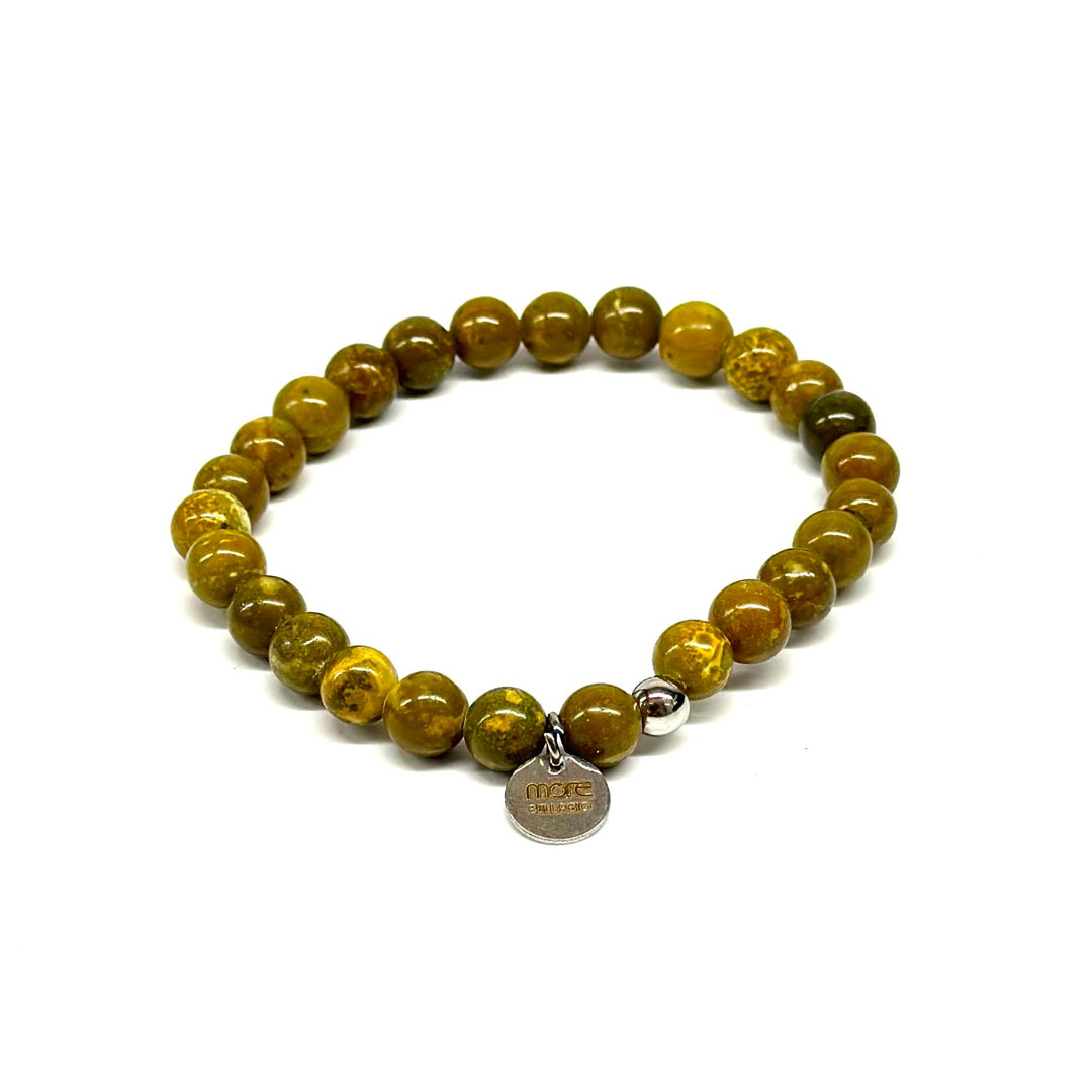 Gemstone/Steel Pietre8 Bracelet Olive Opal