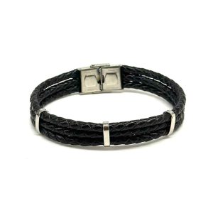 Villa Pizzo Leather Bracelet Black